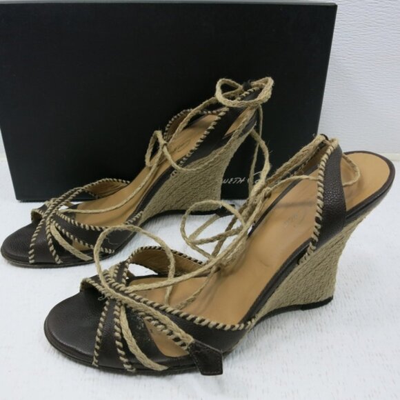 Kenneth Cole New York Shoes - Kenneth Cole New York Wedge Style Leather Spaghetti Strap Dress Heels Sz 8.5